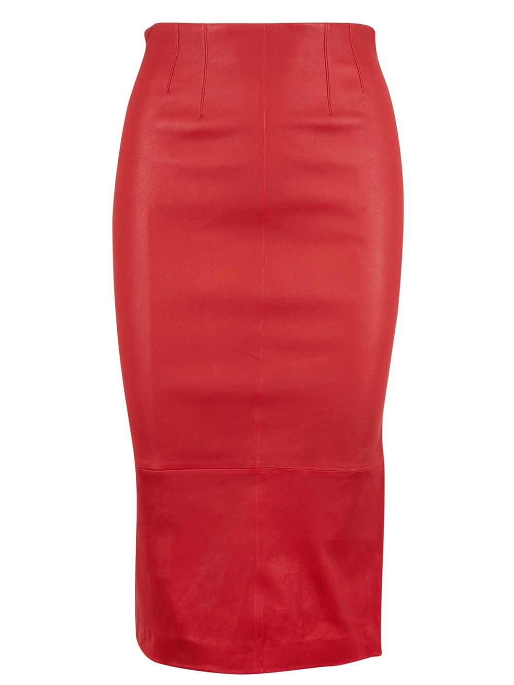 NWT Veronica Beard Kaliyah Lambskin Leather Pencil Skirt Vintage Red Size 4 Midi - Picture 14 of 14